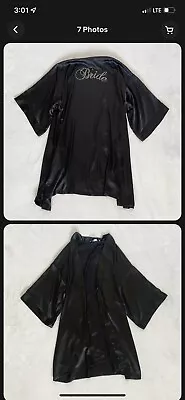 Victoria's Secret  Black Satin Bride Robe M/L • $18