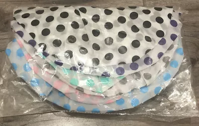 6 Pack Polka Dot Shower Caps Reusable White/Black Aqua Pink Blue Gray Purple • $9.99