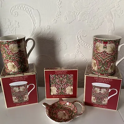 William Morris Pimpernel Mugs X 2 & 4 Coasters& Spoon Rest Kitchen Set • £35