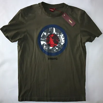 Mens Merc Target Scooter Print Tee Shirt In Dark Sage Size M Nwt • £12.99