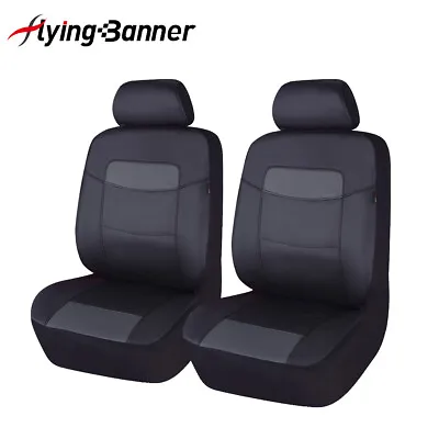 $49.99 • Buy Universal Car Seat Covers Leather Universal Front Set Black Airbag Compatible