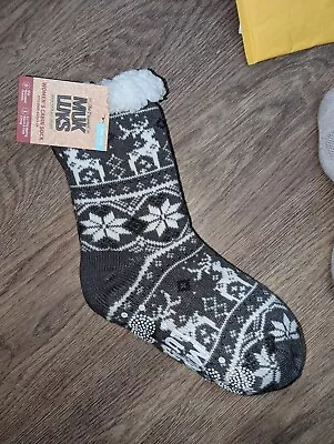 MUK LUKS Gray Women's Cabin Socks Slip Resistant Outsole 4.1 TOG Rating NWT  • $10.25