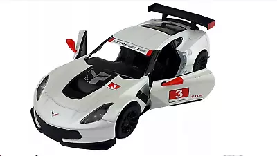 2016 Corvette C7 Race Car USA Model Diecast White Toy Open Doors 1:36 Kinsmart • £12.98