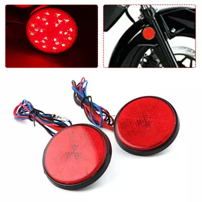 2X Red Round LED Motorcycle Reflector Rear Tail Brake Stop Light Marker Lamp ATV • $9.88