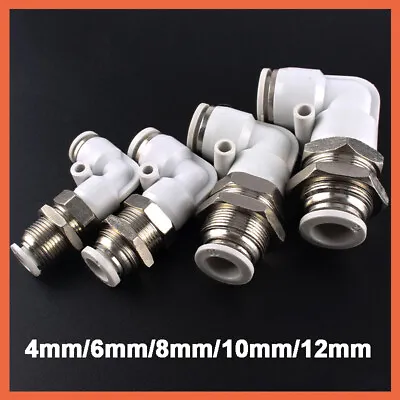 Male Swivel Elbow Pneumatic Push-In Fitting For Air Water Sizes 4 6 8 10 12mm • $3.36