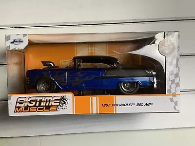 Blue 1955 Chevrolet Bel Air Diecast Car Big Time Muscle 1/24 New • $26