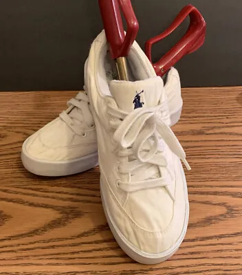 $14.99 • Buy Polo Ralph Lauren White Canvas Tennis Shoes Ladies Size 7.5 M