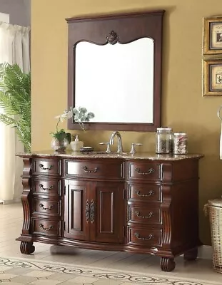 60”  All Wood Hopkinton Bathroom Vanity W/mirror & B/S Set GD-4437SB-60MIR/BS • $1468.36