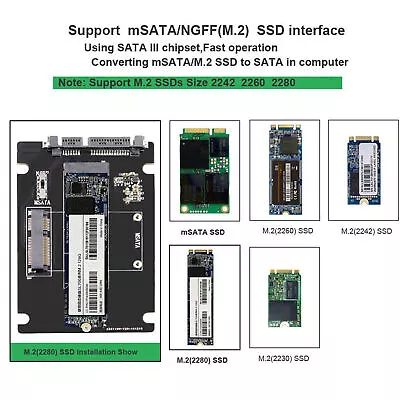 2 In 1 MSATA To SATA NGFF M.2 To SATA3 Converter Adapter Card SSD Disk For PC • $8.09