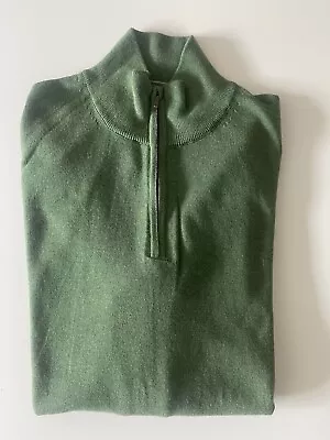 Charles Tyrwhitt Men’s 1/3 Zip Jumper Cardigan Cotton/cashmere Green Small Nwt • £34.99