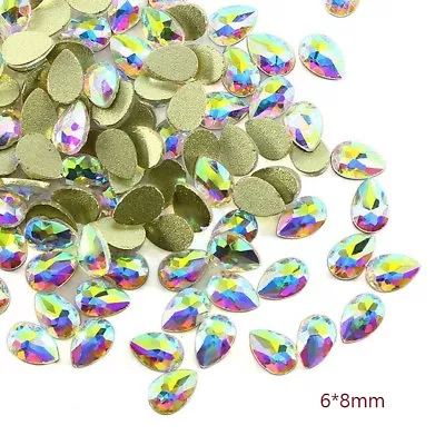 20 50 100pcs Crystal AB Nail Art Rhinestones FlatBack Glitter Gems Nails Decor • $7.29