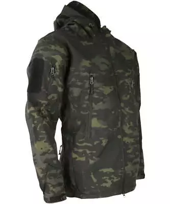 Mens Patriot Tactical Soft Shell Hooded Jacket BTP Black Zip Fleece Lined Coat • $54.73