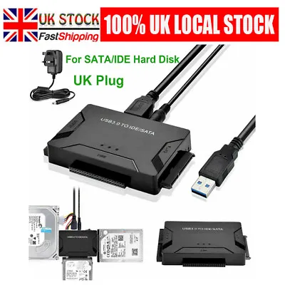 USB 3.0 To IDE & SATA Converter External Hard Drive Adapter 2.5 /3.5  Cable UK • £21.84