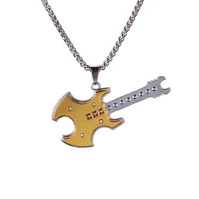 Fashion Guitar Pendant Necklace Men Women Stainless Steel Music Jewelry Gifts • $7.99