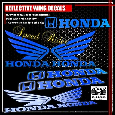 $22.98 • Buy Left+right Fairing/fuel Tank Reflective Sticker+wing Vinyl Decal For Honda Blue