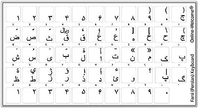 Farsi-persian  Keyboard Sticker Transparent Black Letters New Online-welcome • $9.95
