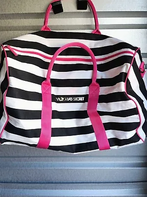Victoria's Secret Pink Black/White Striped Duffle Bag • $20