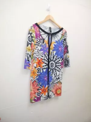 MARCCAIN -MARC CAIN  Multi Floral  Mono Chrome Tunic Dress Size UK 10 CG L22 • £7.99