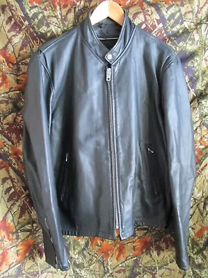 Cafe Racer Vintage Black Heavy Leather Motorcycle Jacket XL • $159.99