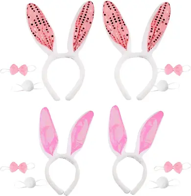 TAZEMAT 4 Sets Bunny Ears And Tail Rabbit Ears Headband Easter Bunny Ears For • £26.69