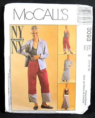 Boho Pants Skirt Jacket Plus Size 14 16 18 McCalls 3093 Uncut Pattern NY NY • $9.99