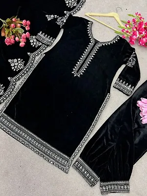 Velvet Pakistani Suits Salwar Kameez Dress Bollywood Wedding Wear Ld3250 • £48.44
