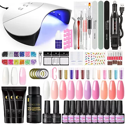 Gel Nail Polish Set&Poly Extension Gel Starter Kit With UV Lamp Drill Machine • $25.88