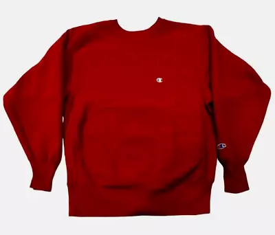 Vintage 90s Champion Reverse Weave Sweatshirt Men's Large Red Crewneck Pullover • $32.77