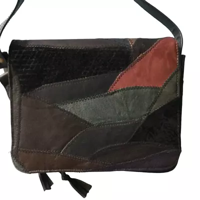 Vintage Small Patchwork  Suede Leather Purse Handbag Multicolor • $23.34