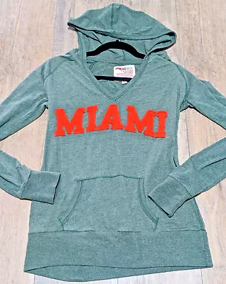 Pressbox Miami Hurricanes Top Womens Large Green Long Sleeve Hooded Casual Knit • $8