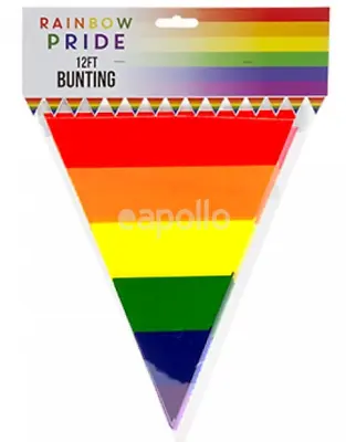 Gay Pride Rainbow Stripe 12 Foot Triangular Bunting Flags Party Decoration New • £3.99