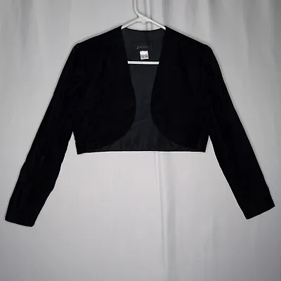 Darcy Velvet Bolero Crop Jacket Women Small Black Open Front Long Sleeve • $49.93