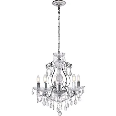 Crystal Shabby And Chic Pendant 5 Light Fixture Ceiling Chandelier Lighting 22in • $250