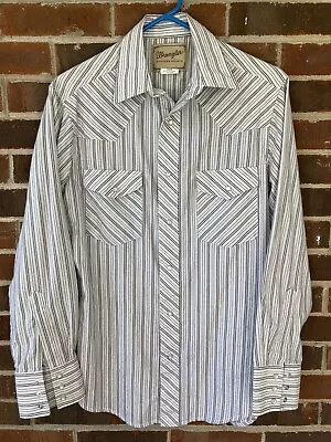 Wrangler Men’s Small Western Shirt White Gray Black Silver S • $9.99