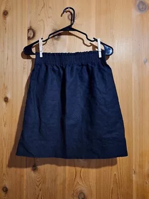 J Crew Skirt Size 4 Black Cotton Linen Blend Fully Lined Elastic Waist • $9.99