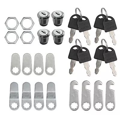 4Pcs 16mm Keyed Cylinder Cam Locks Tool Box File Cabinet Desk Drawer With 8 Keys • £9.05