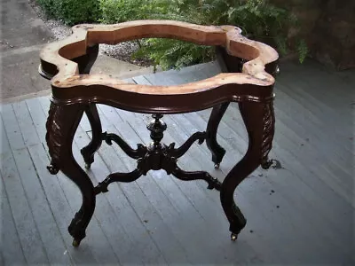 Wonderful Antique Burmese Marble Turtle Top Mahogany Parlor Table Att. Brooks • $1300