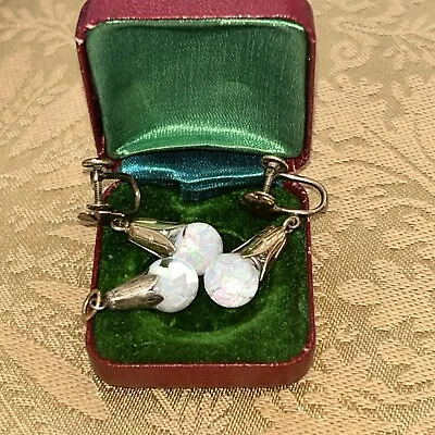 Vintage Opalite Floating Opal Set Necklace Earrings 1/20 12KT Gold Filled • $149.99