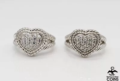 Lot Of 2: Judith Ripka Sterling Silver CZ Heart Statement Rings • $45