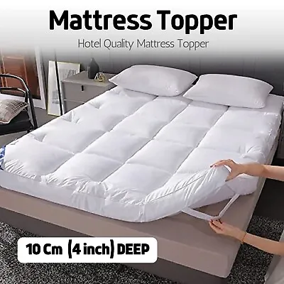 Hotel Quality Mattress Topper 10cm Deep Thick Single Double King Super All Sizes • £25.99