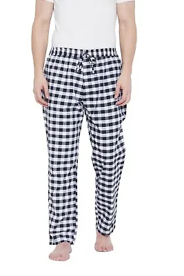 Mens Lounge Pants With Pockets Cotton Soft Pajama Sleepwear Black Plaid Pyjamas • $15.99