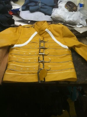 $159.99 • Buy FREDDIE MERCURY WEMBLEY CONCERT YELLOW LEATHER Jacket  MEN'S HALLOWEEN COSTUME