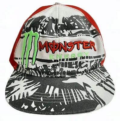 MONSTER Energy Hat Vintage Snap Back Adult Size 7-1/4 Red Embroidered 58 Cm Cap • $14.98