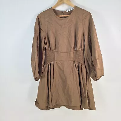 Camilla And Marc Dress Size 14 Womens Willis Mini Walnut Brown Long Sleeve081120 • $79.95