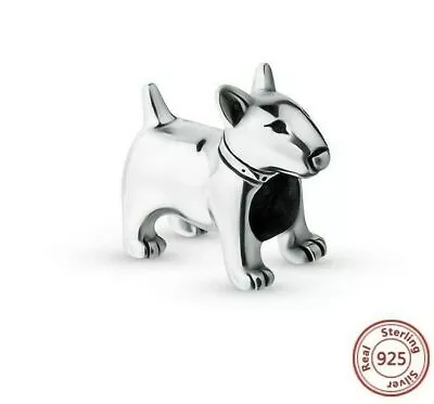 English Bull Terrier Charm 💖 Bead Genuine 925 Sterling Silver Pet Bracelet • £19.95