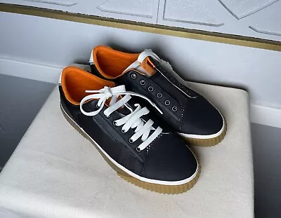 Men’s Zara Sneakers Shoes Lace Low Top Navy/Orange - Size EUR 43 / US 10 • $14.99