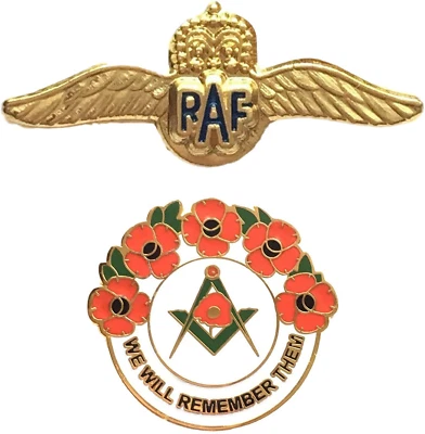 £9.99 • Buy Small RAF Wings Military Badge And Masonic We Will Remember Enamel Badge