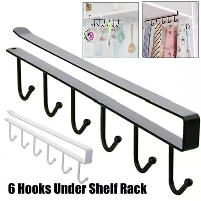 6 Hooks Kitchen Metal Mug Cup Holder Under Shelf Hanger Cupboard Storage Rack AU • $4.64