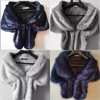 £18.38 • Buy Wedding Cape Faux Fur Shawl Stole Wrap Rabbit Fur Shrug Scarf Party UK6-10 G1