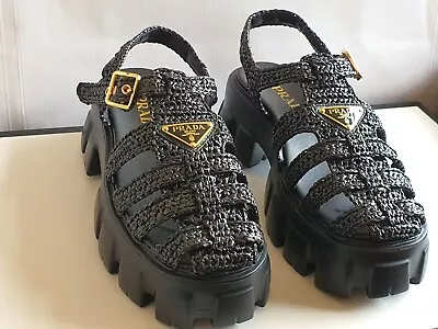 PRADA Monolith Crochet Cage Extra Light Sandals Size 39  • £689